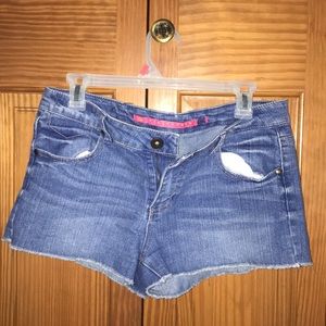 Mid rise jean shorts